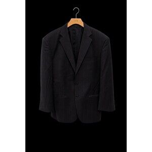 Brooks Brothers 48R Black Pinstripe Wool Blazer Made in USA Jacket Mens Classic